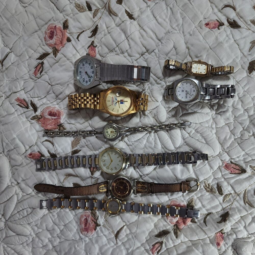 Lot of 8 Vintage Mens Womens Quartz Wrist Watches Watch Mixed Joblot Repair Part